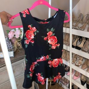 floral latter peplum top